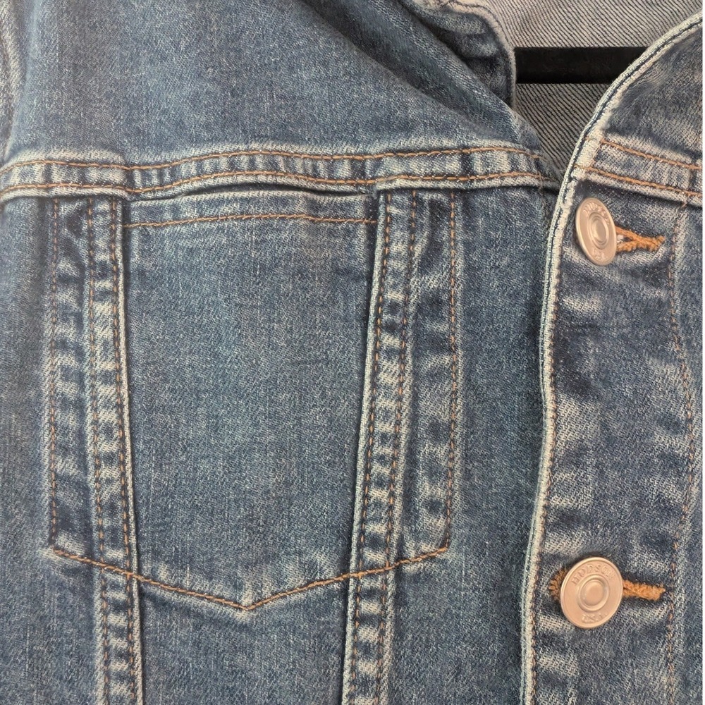 Hudson Jeans Womens Cropped Denim Jacket Medium Wash Frayed Hem Blue XS - Picture 5 of 9